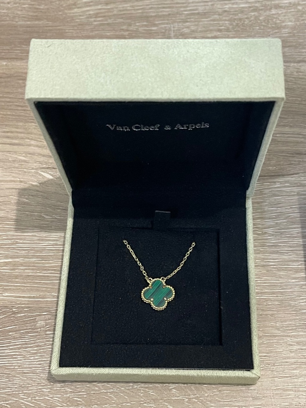 VCA Clover Alhambra Yellow Gold Plated Green Stone Necklace